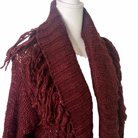 Pete & Greta Johnny Was Wool Blend Brand Knit Fringe Sweater Cardigan Size M - Picture 5 of 10